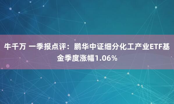 牛千万 一季报点评：鹏华中证细分化工产业ETF基金季度涨幅1.06%